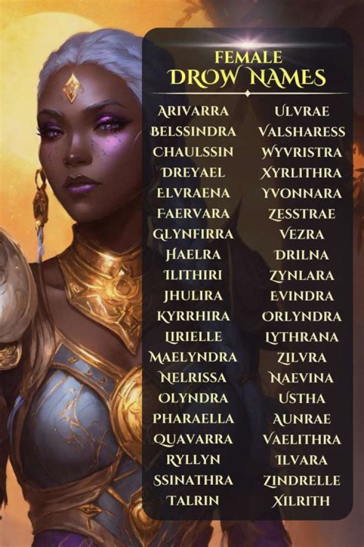 Captivating Female Drow Name Ideas For Your Fantasy World